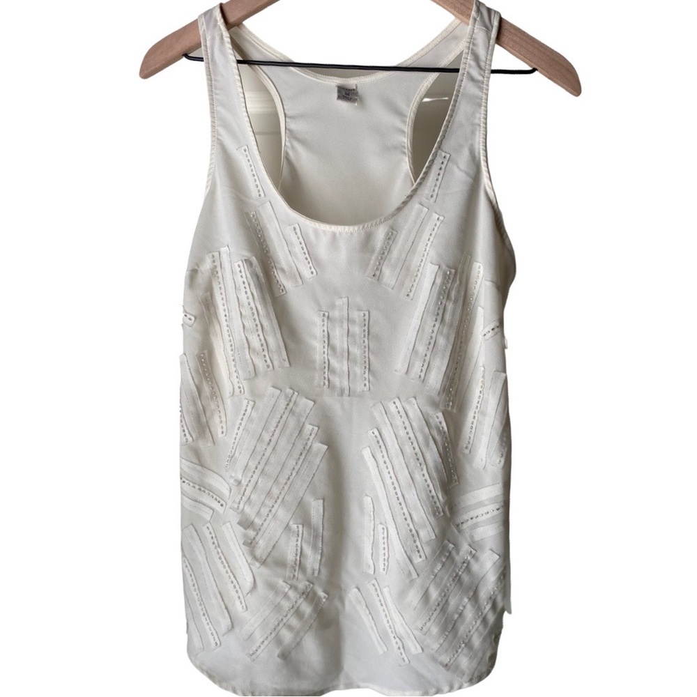 Cream Beaded Applique Tank